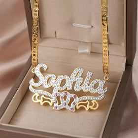 Collar con letras bicolor de estilo hip hop